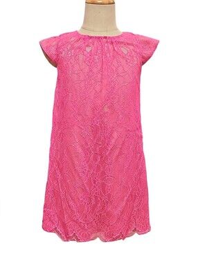 Baby GAP Bright Pink Floral Lace Shift Dress Size 5 Toddler